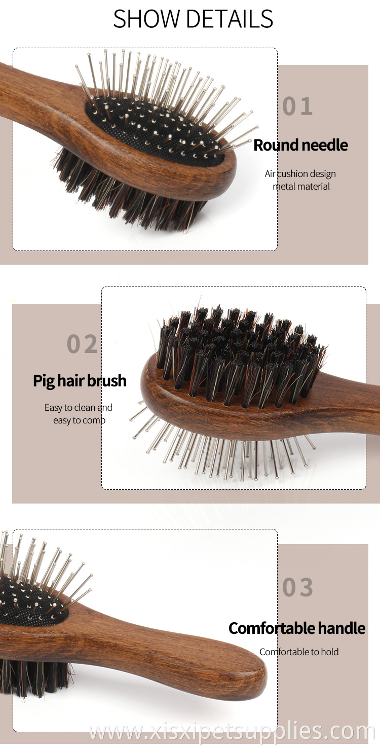 Factory Wholesale Upscale Mini Double Sided Pet Bristle Massage Brush Cat Dog Needle Comb Brush